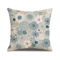 Square linen pillowcase with vintage floral print in soft Morandi blue and beige tones - 45x45cm (Pillowcase Only) / Vintage Rural Floral Style (YMC33-7)
