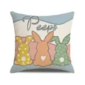 Federa pasquale in lino con scritta Peeps e sagome colorate di coniglietti - Stile Tre Coniglietti Colorati Peeps (YME70-4)