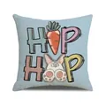 Federa per cuscino pasquale azzurra con stampa coniglio in lino per divano - Stile Scritta Artistica HIP HOP Blu (YME72-2)
