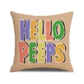 Easter pillowcase with linen texture featuring colorful HELLO PEEPS letter print - Beige Hello Peeps Letters Style (YME70-7)