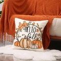 Herbst Kissenbezug aus Leinen mit Kürbissen und HELLO fall Text für Dekoration - Hello Fall Muster (YMF74-1) / 45x45 cm