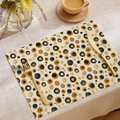 Tovaglietta in lino bohémien con motivi a pois gialli e neri per decorazione da tavola - Stile Arte a Pois (CDC1-2) / 30*45cm (Solo tovaglietta)