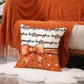 Orange hello pumpkin decorative throw pillow cover with a large bow and polka dots - Pumpkin Bowknot (YMF67-3) / 45x45cm (Single Cover)