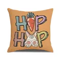 Easter rabbit throw pillow cover with orange background and cute hip hop bunny print - Orange Easter Fun Collage Style (YME72-10)