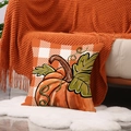 Square orange and white checkered pumpkin throw pillow cover for autumn home decor - Pumpkin Plaid (YMF67-4) / 45x45cm (Single Cover)