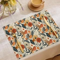 Tovaglietta in lino bohémien con motivo floreale vintage in calde tonalità arancio e giallo - Stile Floreale Vintage (CDC1-4) / 30*45cm (Solo tovaglietta)