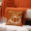 Herfst kussenhoes Harvest in pompoen oranje met witte print voor decoratieve woonaccessoires - Oogst Belettering Pompoen Stijl (YMF76-2)