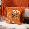 Autumn pillow cover with Happy Fall Y'all text and pumpkin print on orange fabric - Happy Fall Y'all Orange Style (YMF77-3)