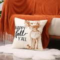 Herfst kussensloop met rendier paddenstoel prints en Happy Fall Y'all tekst - Rendier & Paddenstoel Stijl (YMF76-4)
