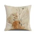 Quadratischer Leinen-Kissenbezug mit modernen gelben Blumenmustern für das Sofa - 45x45cm(Nur Bezug) / Modernes Linienzeichnung Floral (YMC34-6)