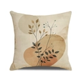 Quadratischer Boho Kissenbezug aus Leinen mit Pflanzenprint und abstrakten Erdton-Formen - 45x45cm(Nur Bezug) / Boho Abstrakte Formen (YMC34-7)