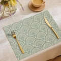 Ethnic bohemian linen placemat featuring retro sage green floral patterns for table decor - Bean Green Plant Style (CDC1-10) / 30*45cm (Placemat Only)