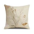 Leinen Kissenbezug mit elegantem Blumendruck für nordische Wohnkultur und Sofas - 45x45cm(Nur Bezug) / Elegante Braune Blattadern (YMC34-9)