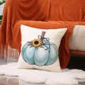 Thanksgiving pumpkin and sunflower pillow cover on a cozy white faux fur rug - Light Blue Pumpkin Style (YMF90-1) / 45x45cm (Pillowcase Only)