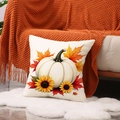 Herfst kussenhoes met witte pompoen en zonnebloem print voor sfeervolle decoratie - Witte Pompoen Zonnebloem Patroon (YMF58-1) / 45x45cm