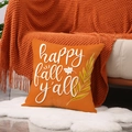 Kissenbezug in Orange für Herbst mit Happy Fall Aufdruck für Sofadekor im Haus - Oranger Hintergrund Happy Fall Schriftzug Stil (YMF82-2)