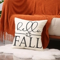 Herfst kussensloop in boerderijstijl met pompoen en hello FALL opdruk - Hello Fall Handgetekende Pompoen (YMF58-3) / 45x45cm