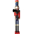 Statue de soldat casse-noisette classique de 150cm en bois rouge et bleu avec lance - Style Hache (SWHT-150-6)