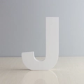 3D freestanding wooden alphabet letter J in matte white for home decor and weddings - Letter J