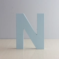 Grande lettre N décorative en bois bleu mat pour décoration de maison et fête - Lettre N