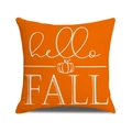 Orange linen fall pillow cover with hello FALL text and white pumpkin print - Orange Base Hello Fall Pumpkin (YMF58-6) / 45x45cm