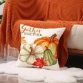 Linen Thanksgiving pumpkin pillow cover with Gather Together print for home decor - 45x45cm (Single Cover)