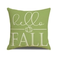 Green fall pillow cover with hello FALL text and pumpkin print for farmhouse decor - Green Base Hello Fall Pumpkin (YMF58-10) / 45x45cm