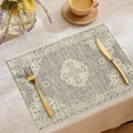 Bohemian linen placemat with vintage mandala pattern and golden cutlery set - Beige Persian Decorative Pattern (CDM1-12)