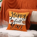 Gestreepte oranje kussenhoes met pompoen en Happy fall Y'ALL tekst voor herfstdecor - Gestreepte Happy Fall Stijl (YMF86-2)