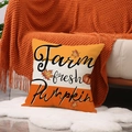 Farm Fresh Pumpkin kussensloop met oranje esdoornbladeren en herfst decoratie - Farm Fresh Pompoen Stijl (YMF86-3)