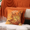 Oranje kussensloop met esdoornblad en witte AUTUMN tekst voor de herfstdecoratie - Ymf86-4 / 45*45cm (enkele Kussensloop)