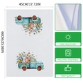 Absorbent Easter kitchen towel with watercolor bunny truck print and 45x66cm dimensions - Vintage Blue Easter Pickup (MB2-17) / 40x60cm (Towel Only)