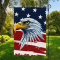 Outdoor American flag garden banner with bald eagle and stars and stripes design - Realistic Eagle and Stars and Stripes (HYQ2-2)