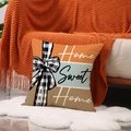 Home Sweet Home pumpkin orange plaid bow decorative pillow case for sofa decor - Home Sweet Home Bow Style (YMF90-2) / 45x45cm (Pillowcase Only)