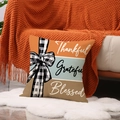 Striped Thanksgiving pillow cover with Thankful Grateful Blessed text and bow print - Thankful Grateful Blessed Colorblock Style (YMF90-3) / 45x45cm (Pillowcase Only)