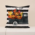 Funda de cojín de Halloween con calabazas y sombreros de mago en camión retro - Camión de Calabaza Vintage (CRW43-4) / 45x45cm
