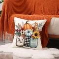 Fall pumpkin and sunflower decorative pillowcase with thankfulness typography print - Autumn Pumpkin Sunflower Style (YMF90-4) / 45x45cm (Pillowcase Only)