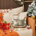 Weihnachtlicher Kissenbezug aus Leinen mit Kakao-Motiv und WARM cozy Schriftzug - Heißer Kakao Warmer Winterstil (YMA32-4)