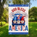God Bless America garden flag with patriotic gnomes and truck for Independence Day - God Bless America Gnome Pickup (HYQ2-14)