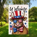 Independence Day garden flag with American flag bull graphic and Welcome text - Welcome Bull Top Hat Sunglasses (HYQ2-16)