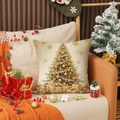 Christmas pillowcase with festive tree print on cream fabric for holiday sofa decor - Christmas Tree Pattern(YMA21-4) / 45x45cm(Case Only)