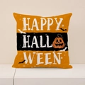 Funda de cojín de Halloween con diseño de calabaza naranja y texto Happy Halloween - 45x45cm(Solo Funda) / Estilo Calabaza Feliz Halloween (CRW03-2)