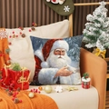 Square Christmas pillowcase featuring vintage Santa Claus and white pigeon oil painting - Santa Claus And White Dove (YMA80-1) / 45x45cm(Case Only)