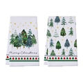 Détails de torchons gaufrés blancs avec motifs de sapins de Noël et texte Merry Christmas - Vœux de Sapin de Noël Forêt (XHT018)