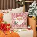 Pink Christmas pillowcase featuring a cartoon Santa Claus with golden star glasses - Santa Claus Style (YMA90-2)