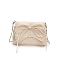 Elegante borsa a nuvola plissettata bianco crema con fiocco grande e tracolla a catena - Bianco