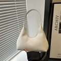 Chic off-white crescent hobo bag with snakeskin texture and minimalist design for women - White