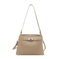 Elegante beige Kelly-Handtasche mit klassischem Drehverschluss und schmalem Schultergurt - Khaki