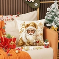 Funda de cojín navideño de Papá Noel en mezcla de lino para decoración de sofá festiva - 45x45cm / Papá Noel Clásico (YMA86-2)