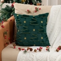 Funda de cojín verde oscuro con árbol de Navidad 3D y bordado de estrellas - Funda de almohada / 45x45cm / Verde